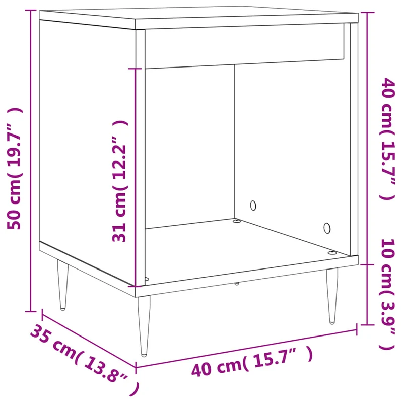 Lot de 2 tables de chevet avec compartiment ouvert 40 x 35 x 50 cm bois d'ingénierie blanc DEC035006