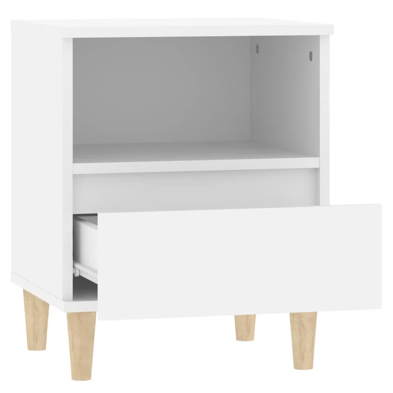Lot de 2 tables de chevet avec tiroir et compartiment ouvert 40 x 35 x 50 cm bois d'ingénierie blanc DEC034926