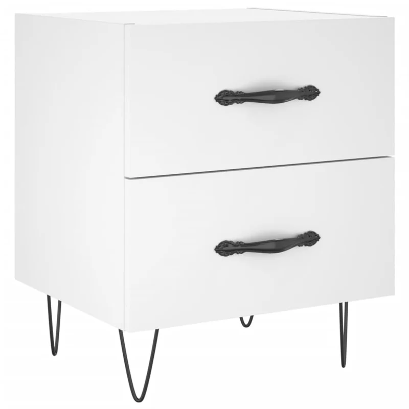 Lot de 2 tables de chevet avec tiroirs 40 x 35 x 47,5 cm bois d’ingénierie blanc DEC034918