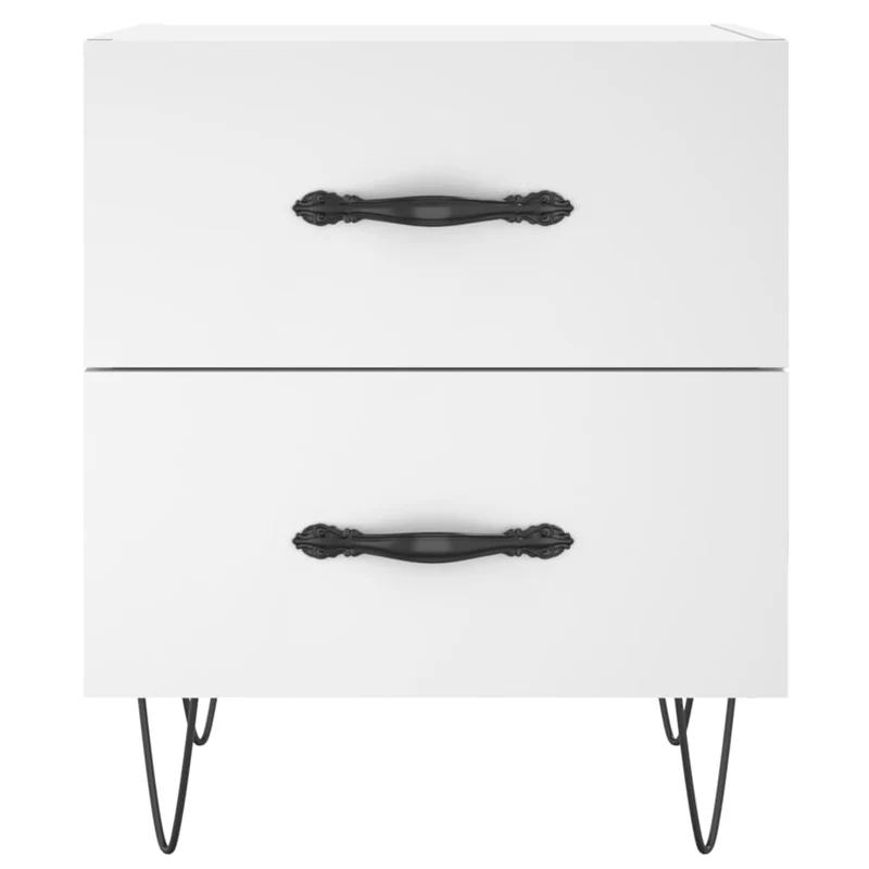 Lot de 2 tables de chevet avec tiroirs 40 x 35 x 47,5 cm bois d’ingénierie blanc DEC034918