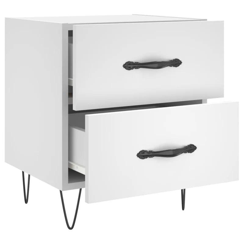 Lot de 2 tables de chevet avec tiroirs 40 x 35 x 47,5 cm bois d’ingénierie blanc DEC034918