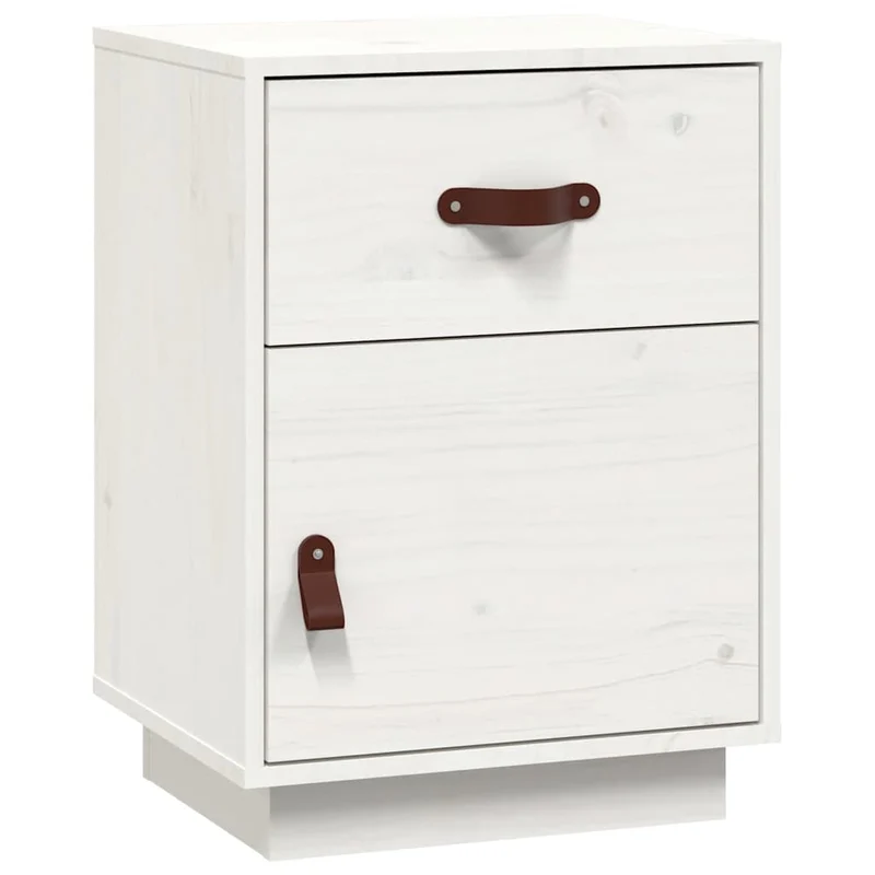Lot de 2 tables de chevet avec tiroir et compartiment à porte 40 x 34 x 55 cm bois de pin blanc DEC034908