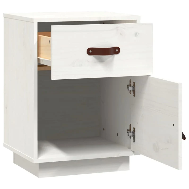 Lot de 2 tables de chevet avec tiroir et compartiment à porte 40 x 34 x 55 cm bois de pin blanc DEC034908