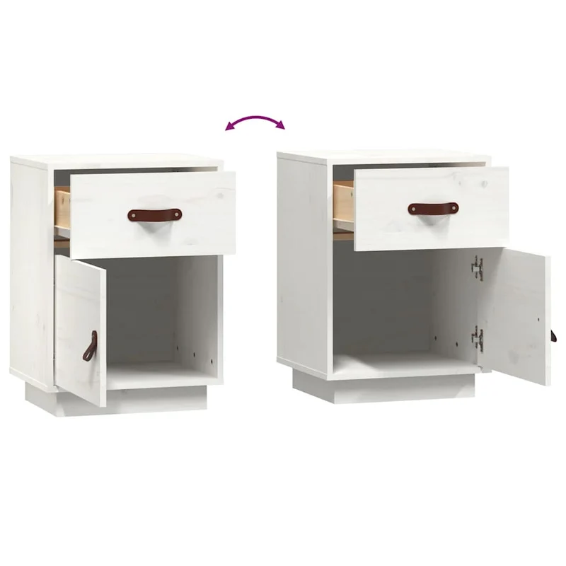 Lot de 2 tables de chevet avec tiroir et compartiment à porte 40 x 34 x 55 cm bois de pin blanc DEC034908