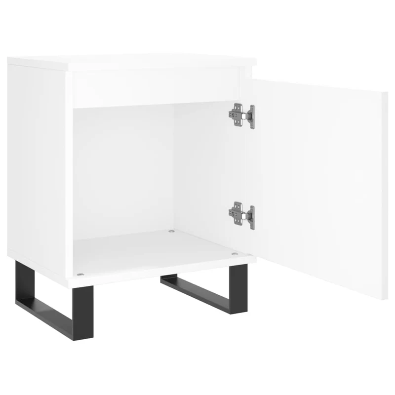 Lot de 2 tables de chevet avec compartiment avec porte 40 x 30 x 50 cm bois d'ingénierie blanc DEC034896