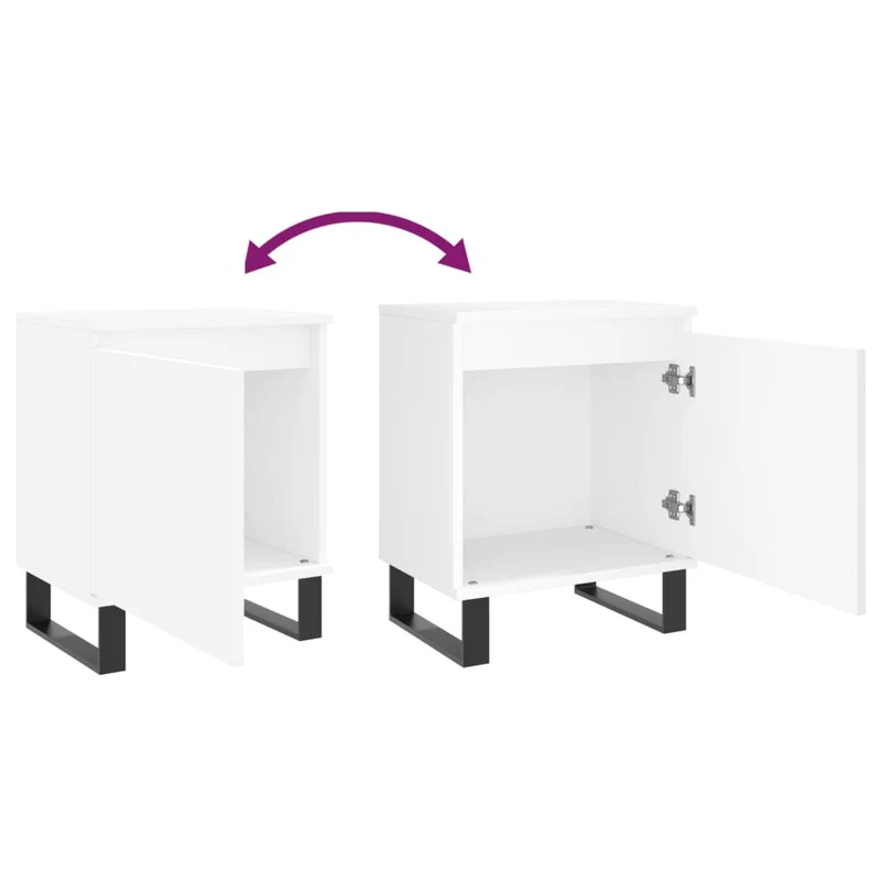 Lot de 2 tables de chevet avec compartiment avec porte 40 x 30 x 50 cm bois d'ingénierie blanc DEC034896
