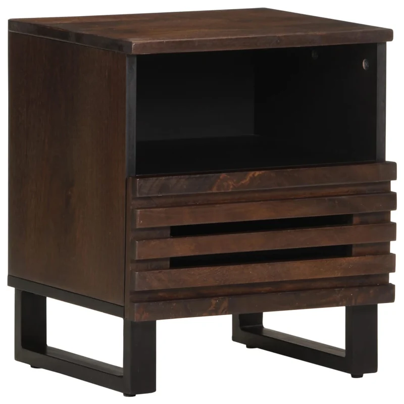 Lot de 2 tables de chevet avec tiroir et compartiment ouvert 40 x 34 x 46 cm bois de manguier et acier DEC034795