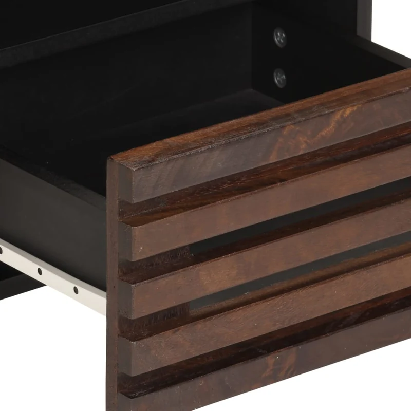 Lot de 2 tables de chevet avec tiroir et compartiment ouvert 40 x 34 x 46 cm bois de manguier et acier DEC034795