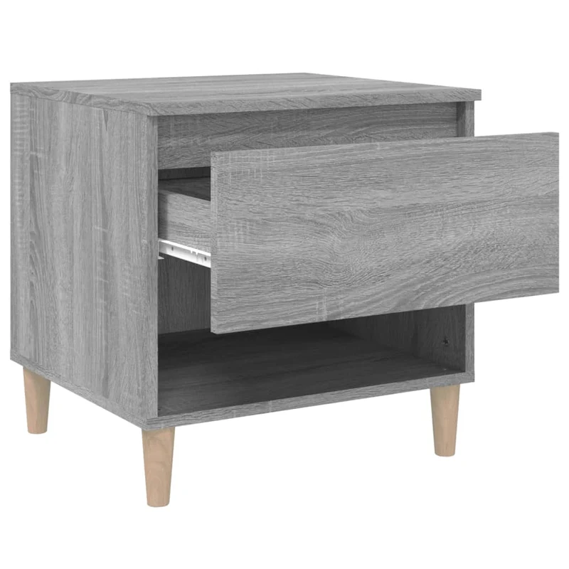 Table de chevet avec tiroir et compartiment avec porte 50 x 46 x 50 cm bois d'ingénierie gris DEC034682