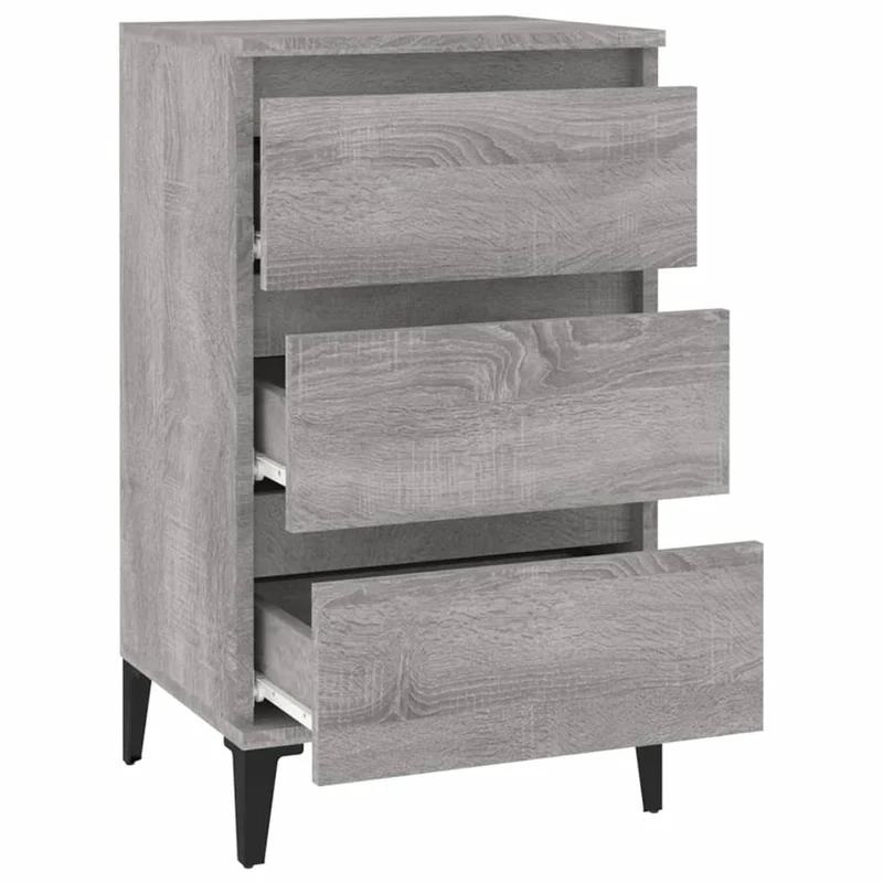 Table de chevet avec 3 tiroirs 40 x 35 x 70 cm bois d'ingénierie gris DEC034635