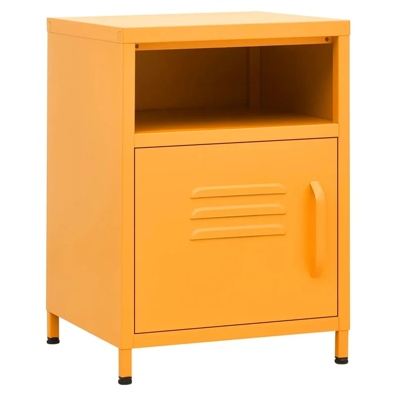 Lot de 2 tables de chevet avec compartiment avec porte 35 x 35 x 51 cm acier jaune DEC035422
