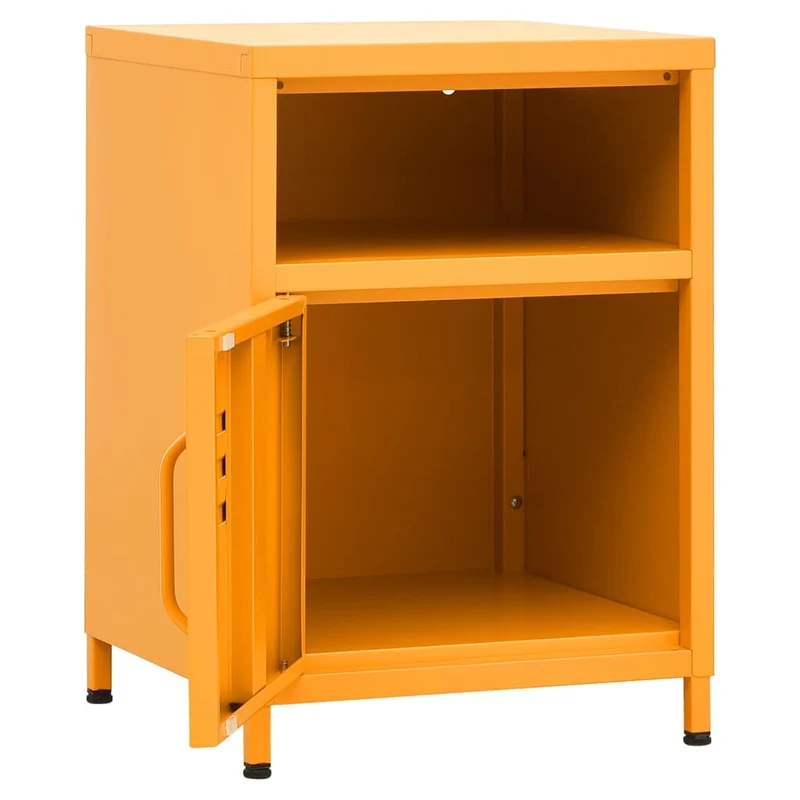 Lot de 2 tables de chevet avec compartiment avec porte 35 x 35 x 51 cm acier jaune DEC035422