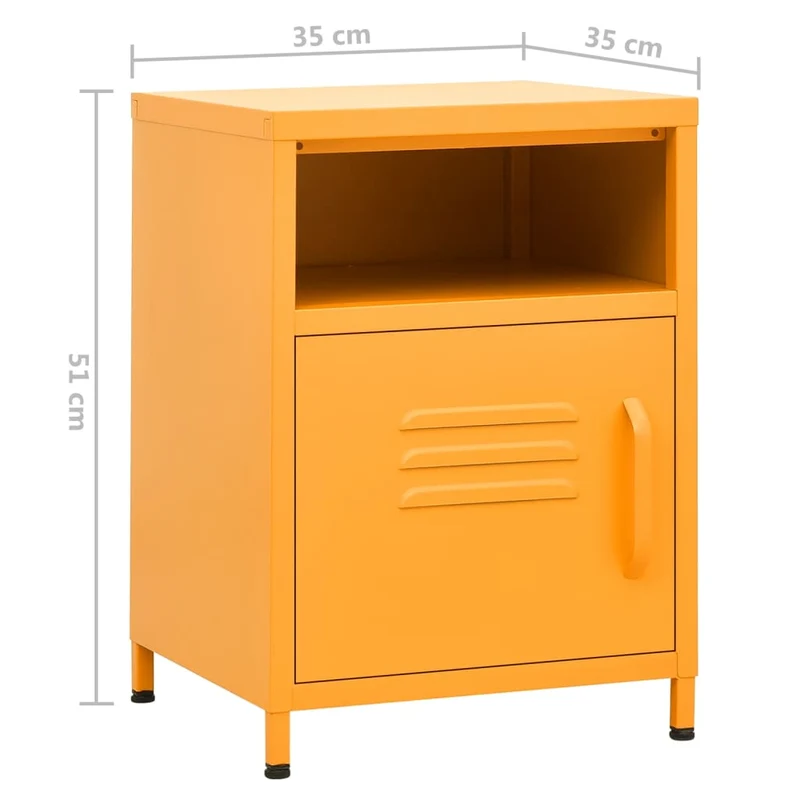 Lot de 2 tables de chevet avec compartiment avec porte 35 x 35 x 51 cm acier jaune DEC035422