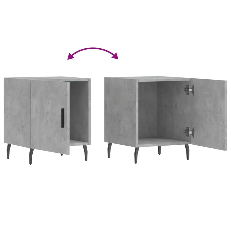 Lot de 2 tables de chevet avec compartiment avec porte 40 x 40 x 50 cm bois d’ingénierie gris DEC035392