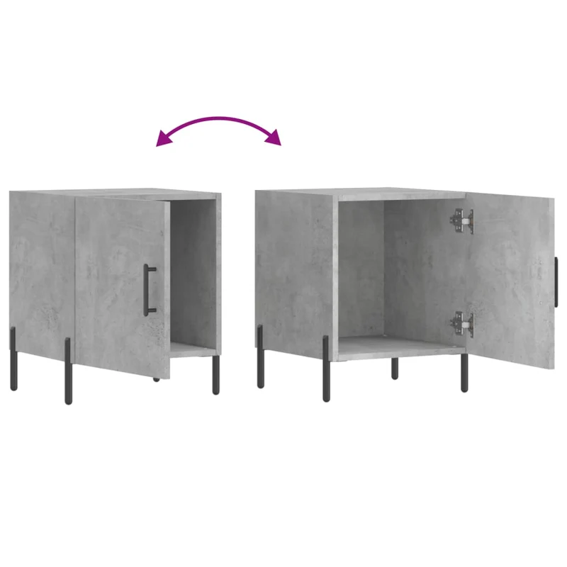 Lot de 2 tables de chevet avec compartiment avec porte 40 x 40 x 50 cm bois d’ingénierie gris DEC035390
