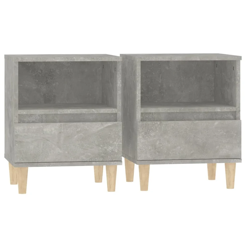Lot de 2 tables de chevet avec tiroir et compartiment ouvert 40 x 35 x 50 cm bois d'ingénierie gris DEC035363
