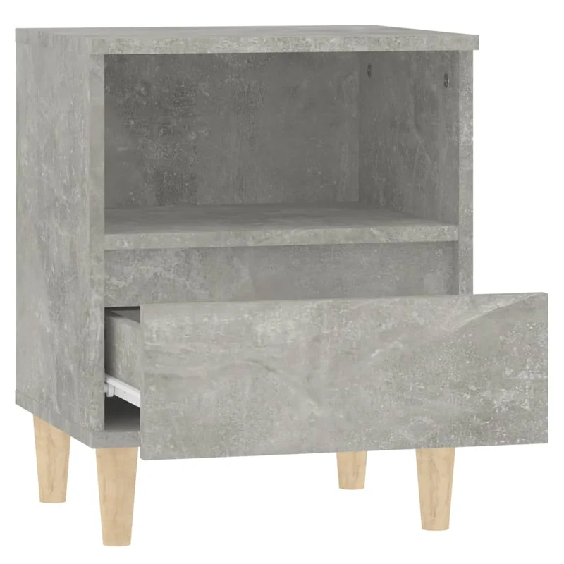 Lot de 2 tables de chevet avec tiroir et compartiment ouvert 40 x 35 x 50 cm bois d'ingénierie gris DEC035363