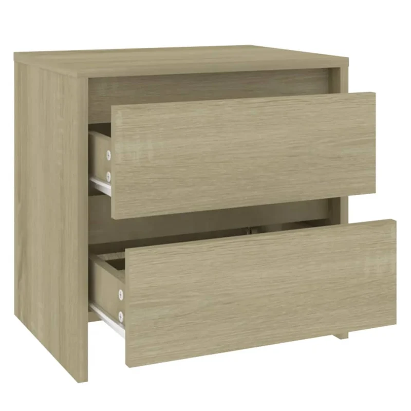 Lot de 2 tables de chevet avec deux tiroirs 45 x 34,5 x 44,5 cm en bois d'ingénierie couleur chêne DEC035297