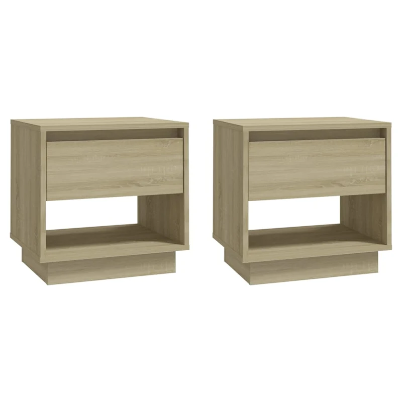 Lot de 2 tables de chevet avec tiroir et compartiment ouvert 45 x 34 x 44 cm bois ingénierie couleur chêne DEC035291