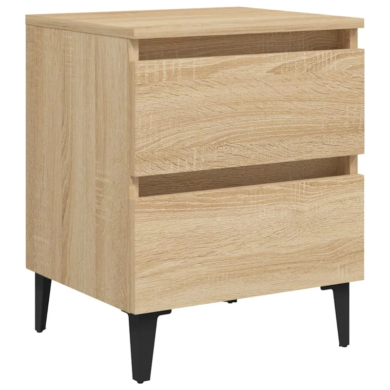 Lot de 2 tables de chevet avec deux tiroirs 40 x 35 x 50 cm bois ingénierie couleur chêne DEC035251