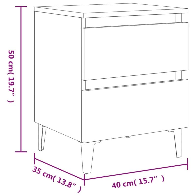 Lot de 2 tables de chevet avec deux tiroirs 40 x 35 x 50 cm bois ingénierie couleur chêne DEC035251