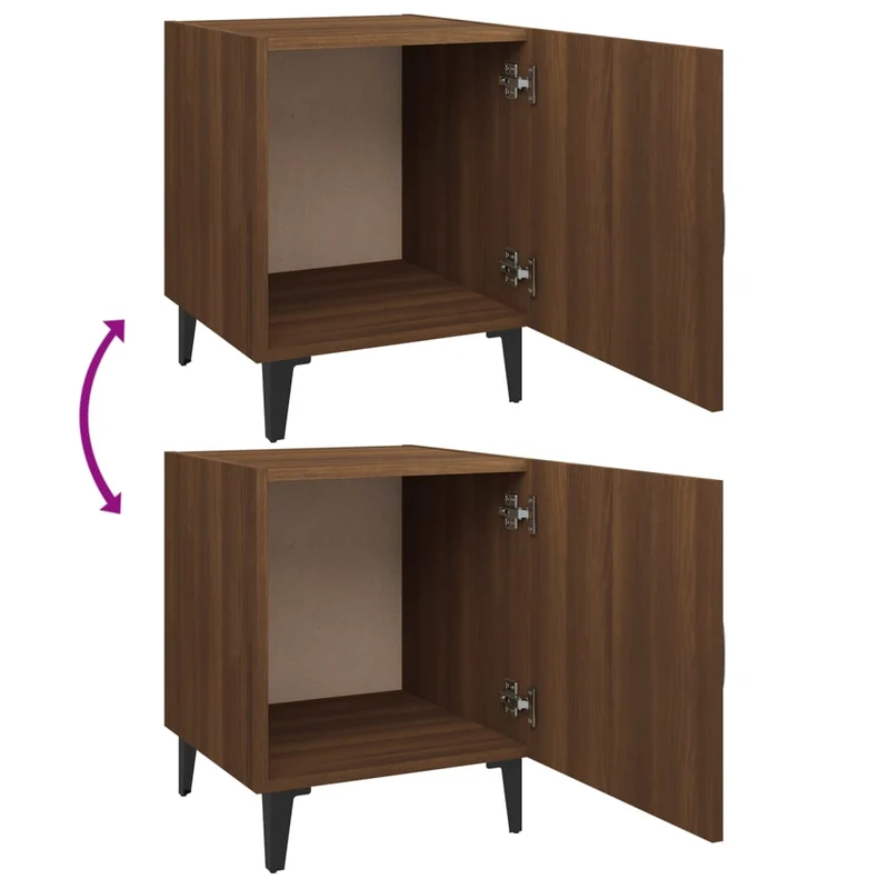 Lot de 2 tables de chevet avec compartiment avec porte 40 x 40 x 50 cm bois d'ingénierie marron DEC035212