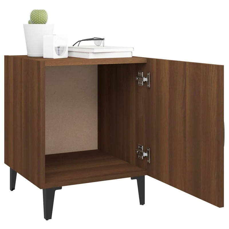 Lot de 2 tables de chevet avec compartiment avec porte 40 x 40 x 50 cm bois d'ingénierie marron DEC035212