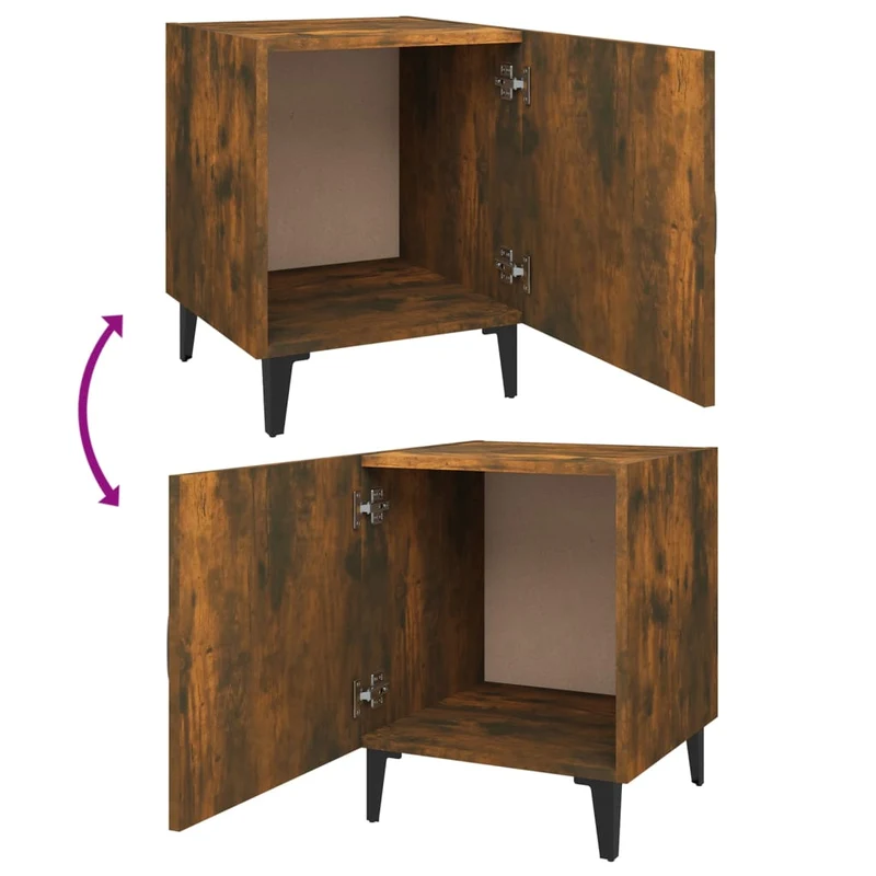 Lot de 2 tables de chevet avec compartiment avec porte 40 x 40 x 50 cm en bois d'ingénierie brun DEC035150