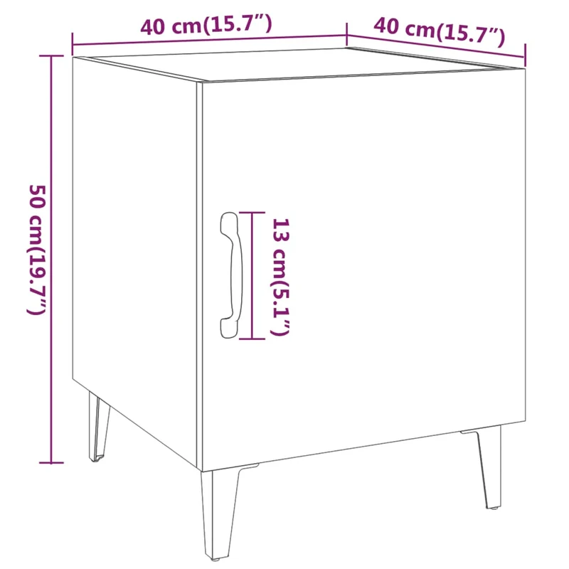 Lot de 2 tables de chevet avec compartiment avec porte 40 x 40 x 50 cm en bois d'ingénierie brun DEC035150