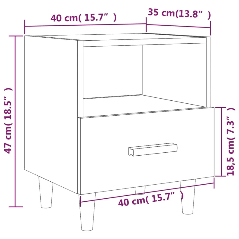 Lot de 2 tables de chevet avec tiroir et compartiment ouvert 40 x 35 x 47 cm bois d'ingénierie marron DEC035086