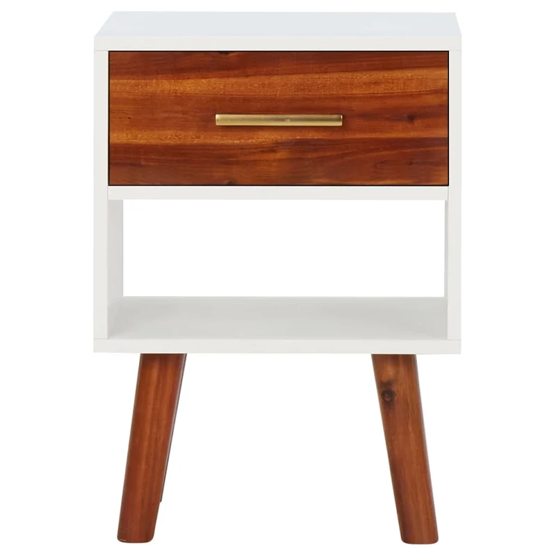 Lot de 2 tables de chevet avec tiroir et compartiment ouvert 40 x 30 x 57 cm Bois d'acacia massif + MDF DEC035051