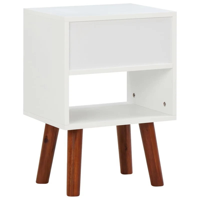 Lot de 2 tables de chevet avec tiroir et compartiment ouvert 40 x 30 x 57 cm Bois d'acacia massif + MDF DEC035051