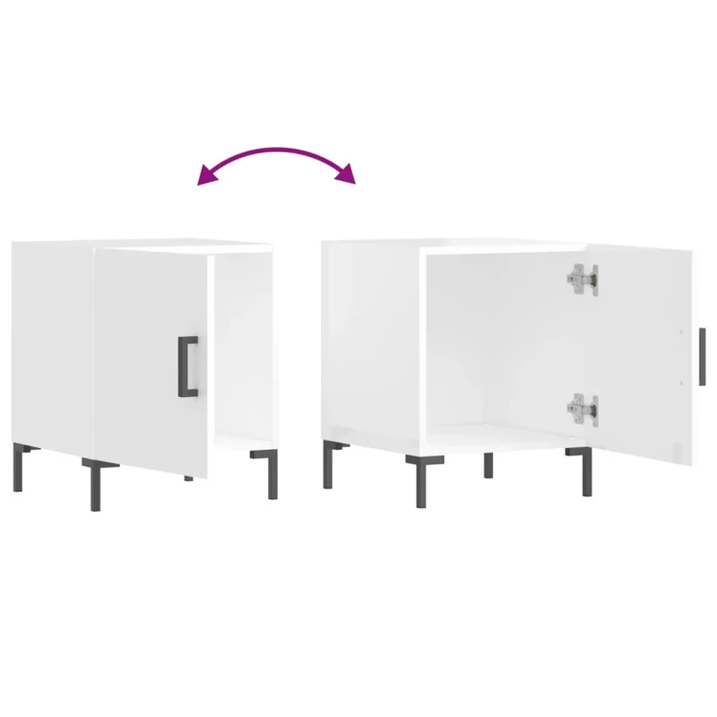 Lot de 2 tables de chevet avec compartiment avec porte 40 x 40 x 50 cm bois d'ingénierie blanc DEC035027