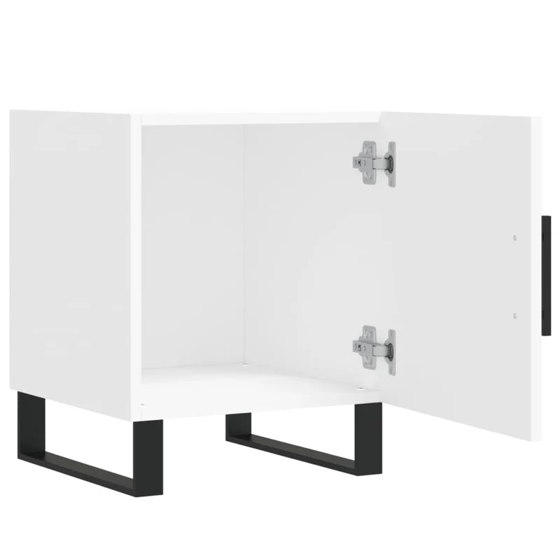 Lot de 2 tables de chevet avec compartiment avec porte 40 x 40 x 50 cm bois d’ingénierie blanc et fer DEC034959