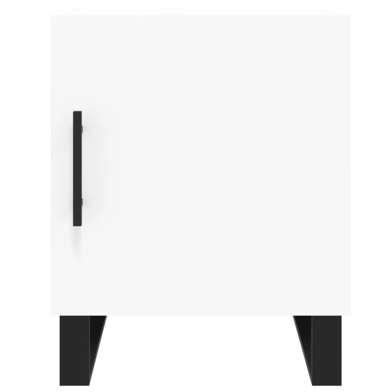 Lot de 2 tables de chevet avec compartiment avec porte 40 x 40 x 50 cm bois d’ingénierie blanc et fer DEC034959
