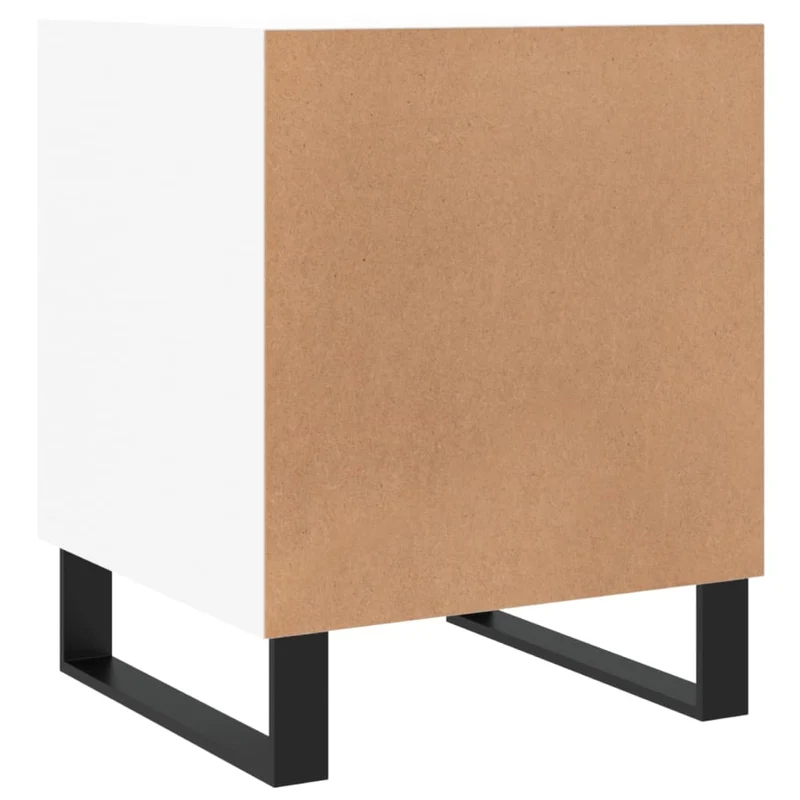 Lot de 2 tables de chevet avec compartiment avec porte 40 x 40 x 50 cm bois d’ingénierie blanc et fer DEC034959