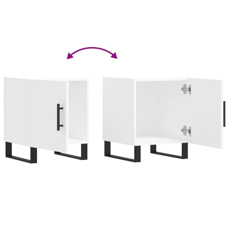 Lot de 2 tables de chevet avec compartiment avec porte 40 x 40 x 50 cm bois d’ingénierie blanc et fer DEC034959