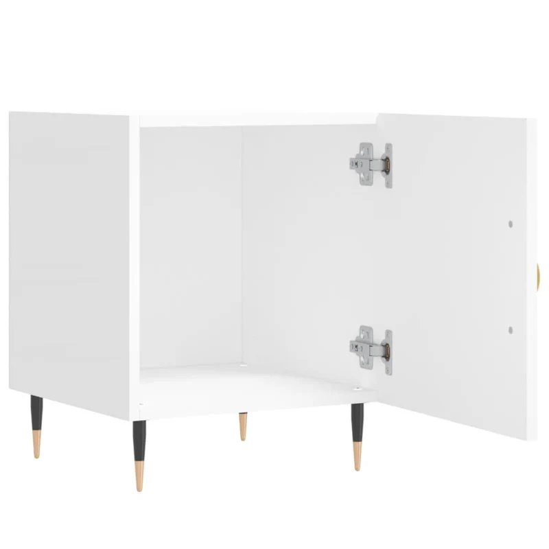 Lot de 2 tables de chevet avec compartiment avec porte 40 x 40 x 50 cm bois d’ingénierie blanc DEC034958
