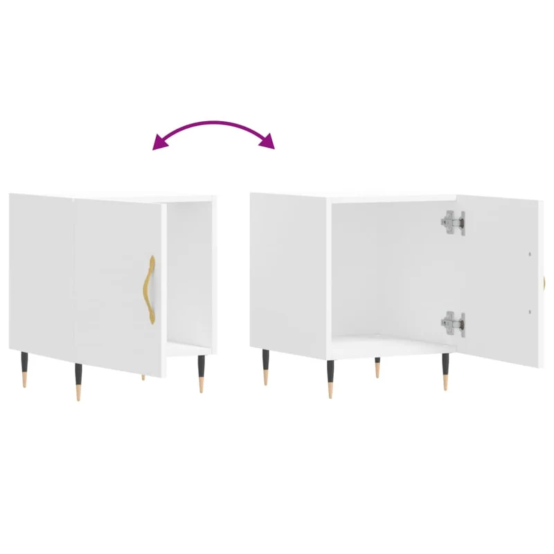 Lot de 2 tables de chevet avec compartiment avec porte 40 x 40 x 50 cm bois d’ingénierie blanc DEC034958