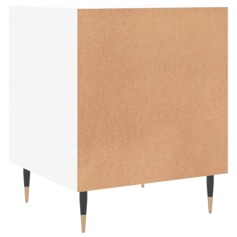 Lot de 2 tables de chevet avec compartiment avec porte 40 x 40 x 50 cm bois d’ingénierie blanc DEC034958