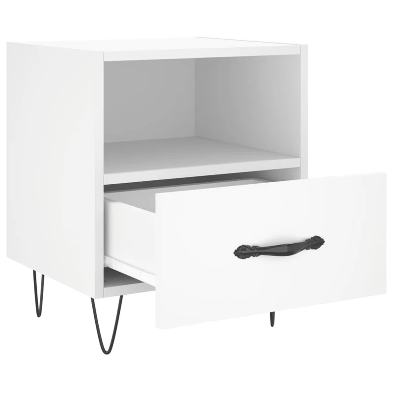 Lot de 2 tables de chevet avec tiroir et compartiment ouvert 40 x 35 x 47,5 cm bois d’ingénierie blanc DEC034922