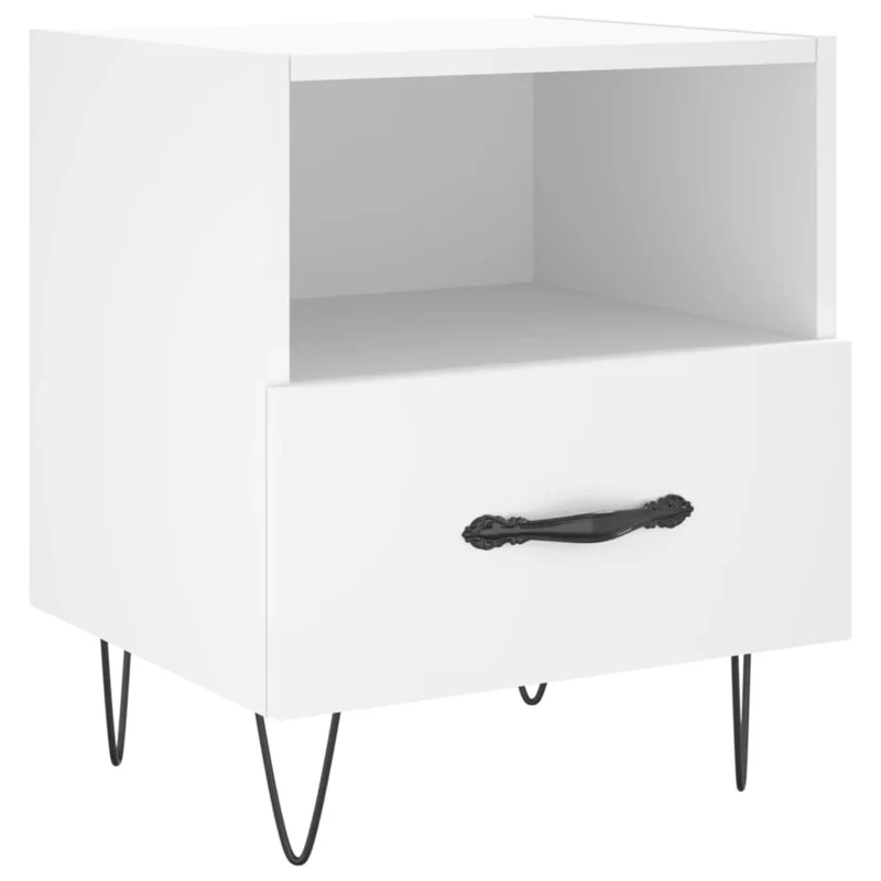 Lot de 2 tables de chevet avec tiroir et compartiment ouvert 40 x 35 x 47,5 cm bois d’ingénierie blanc DEC034922
