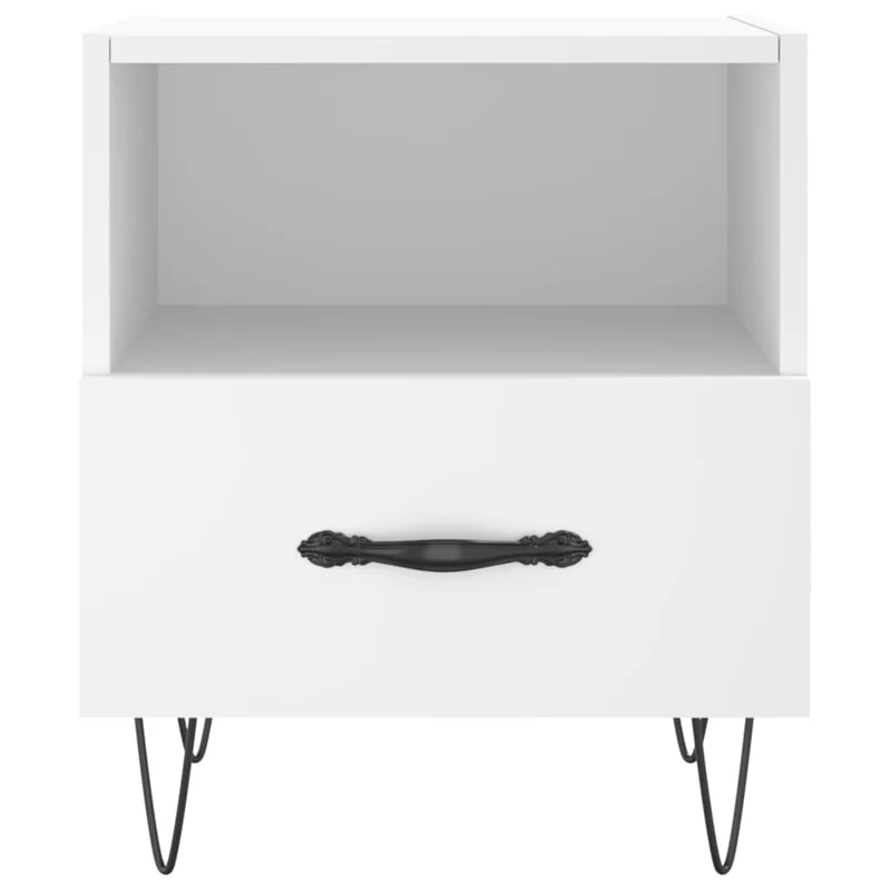Lot de 2 tables de chevet avec tiroir et compartiment ouvert 40 x 35 x 47,5 cm bois d’ingénierie blanc DEC034922