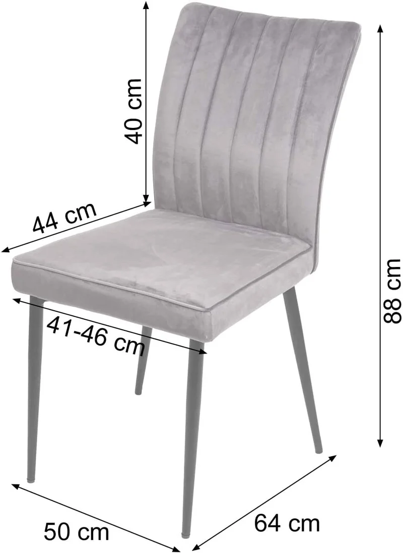 Ensemble de 2 chaises de salle à manger en velours gris foncé clair pieds en métal CDS04476