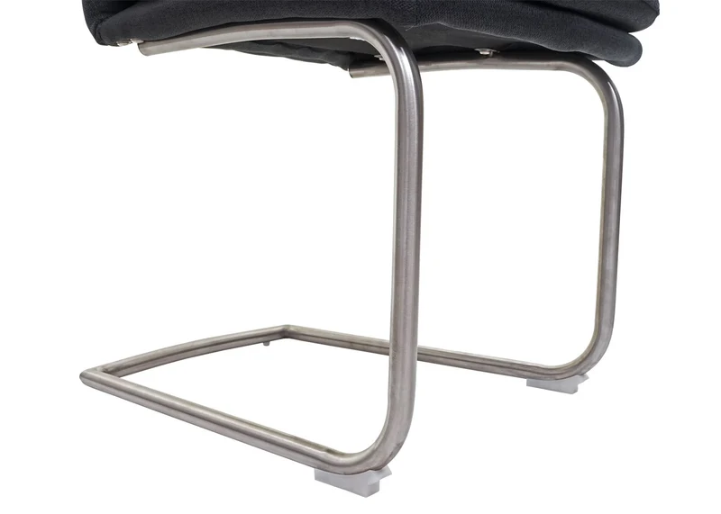 Lot de 2 chaises de salle à manger cuisine en tissu gris foncé et acier inoxydable coutures décoratives 04_0000412