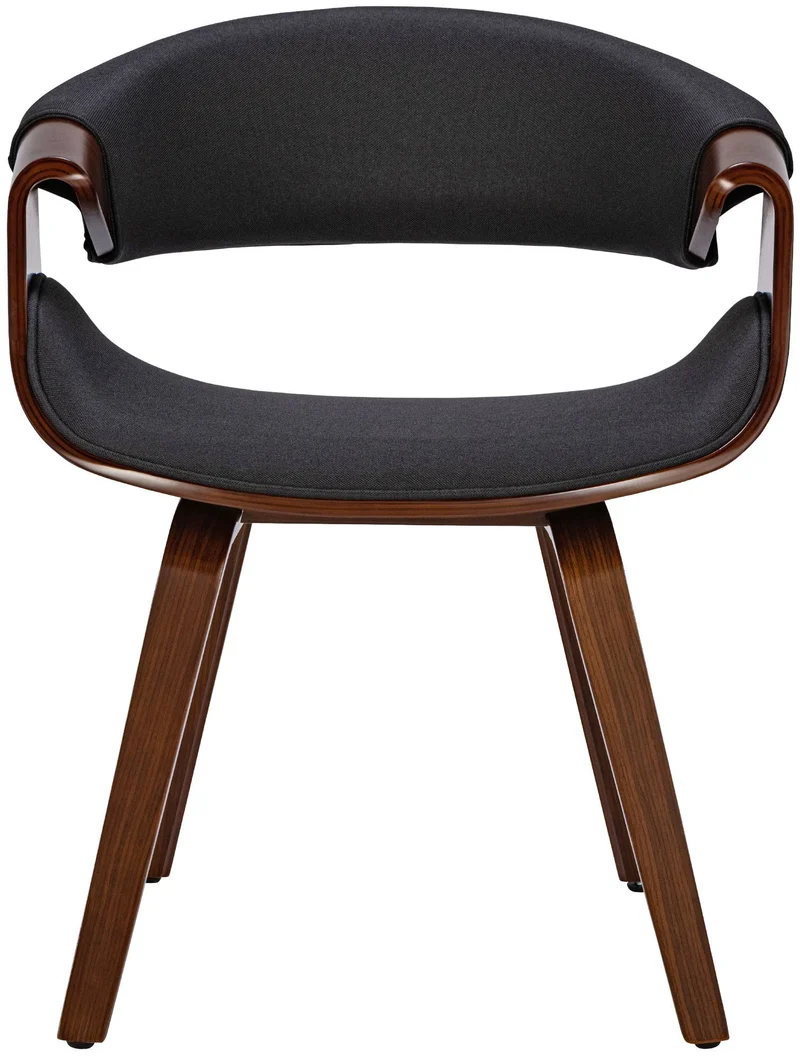 Lot de 2 chaises de la salle à manger design retro en structure en bois couleur noyer et assise en tissu noir 10_0001540