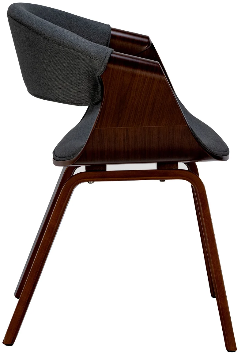 Lot de 2 chaises de la salle à manger design retro en structure en bois couleur noyer et assise en tissu noir 10_0001540
