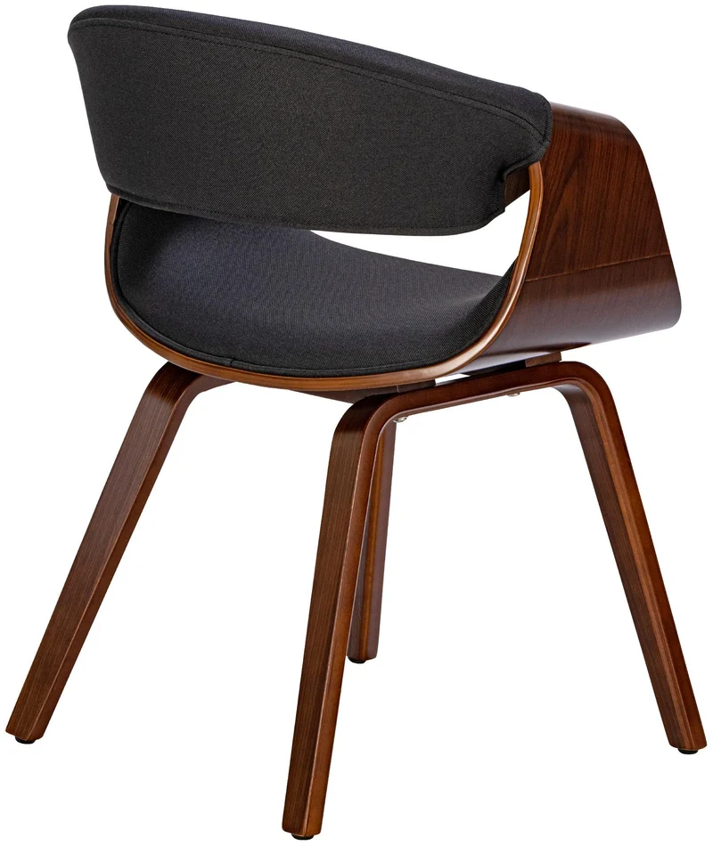 Lot de 2 chaises de la salle à manger design retro en structure en bois couleur noyer et assise en tissu noir 10_0001540