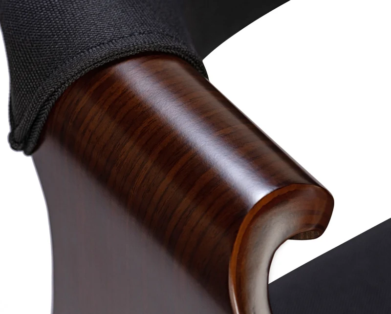 Lot de 2 chaises de la salle à manger design retro en structure en bois couleur noyer et assise en tissu noir 10_0001540