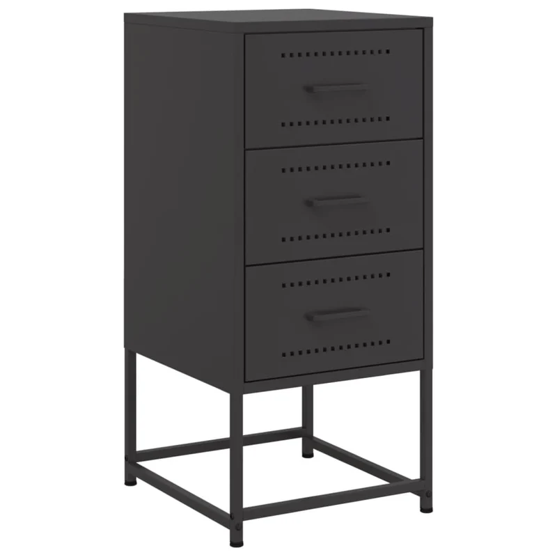 Lot de 2 tables de chevet avec 3 tiroirs 36 x 39 x 78 cm acier noir DEC035491
